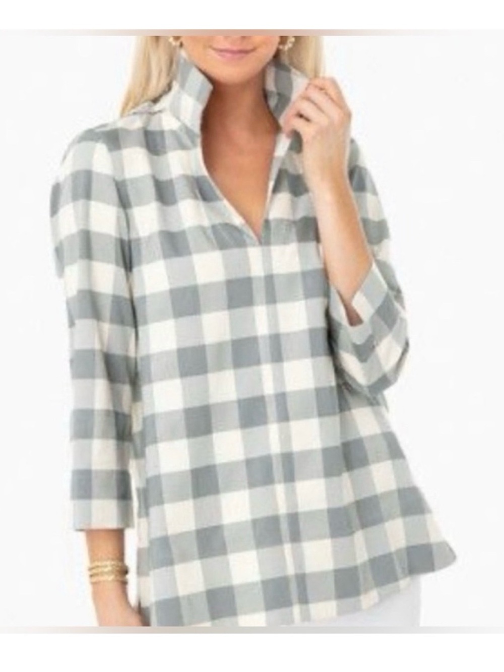 Tuckernuck "Margot" Top in "Sage Gingham" print.
